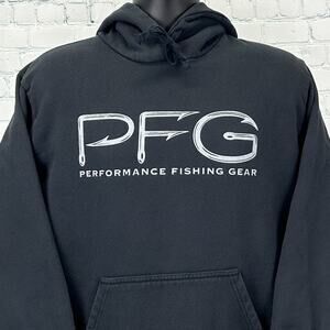Columbia PFG Hoodie Hooded Sweatshirt Black Performance Fishing Gear L Large